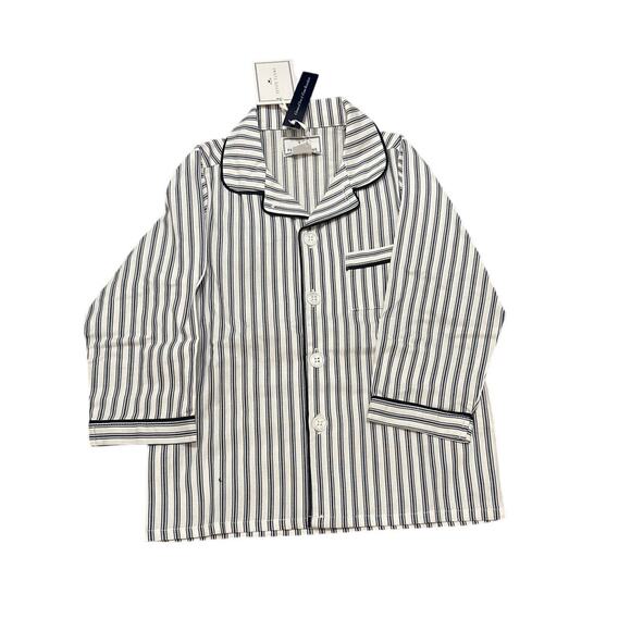 Petite Plume Kids' Ticking Stripe Pajama Set Navy French Size 3 New - Picture 2 of 5